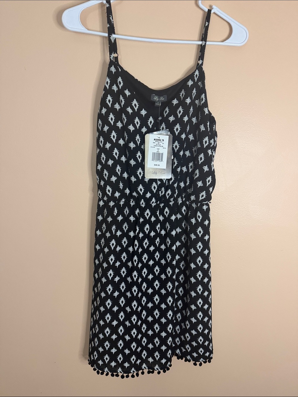 Lily Rose Black and White Diamond-Print Mini Dress